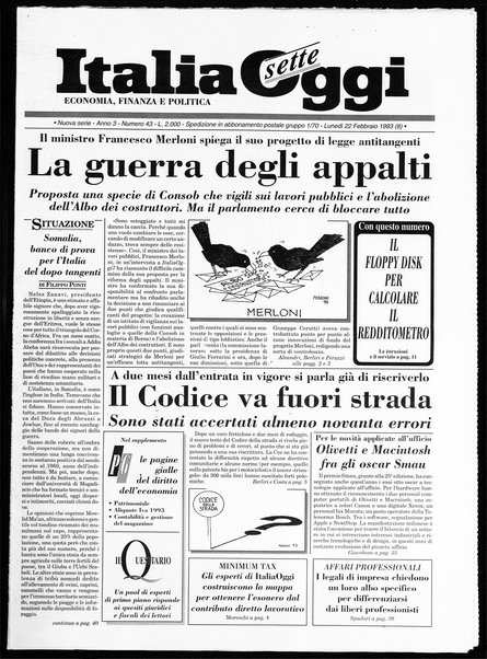 Italia oggi : quotidiano di economia finanza e politica